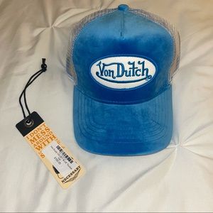 AUTHENTIC Von Dutch Blue Velvet Trucker Hat